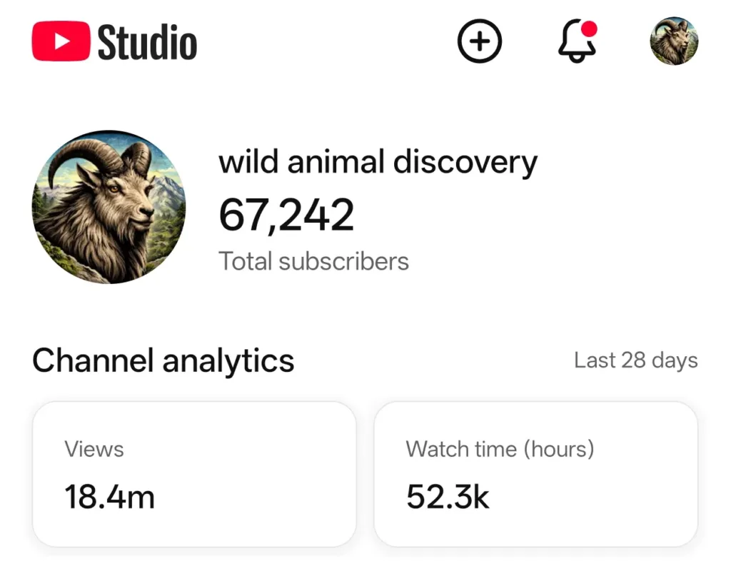 Wildlife YouTube Channel for Sale with 64.9K+ Subscribers