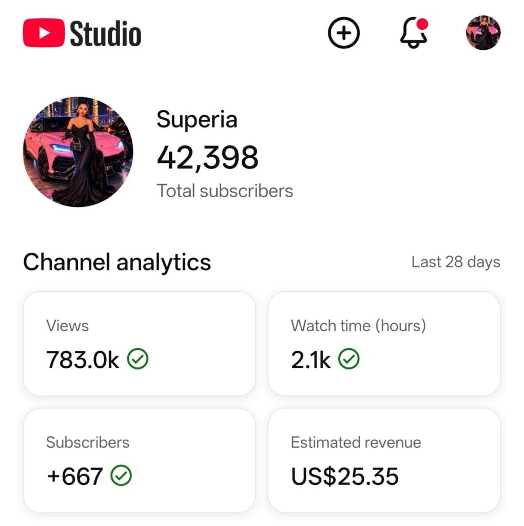 Monetized Dubai Supercar Shorts Channel for Luxury Auto Creators